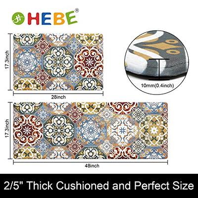 HEBE Boho Anti Fatigue Kitchen Rug Sets 2 Piece Non Slip Cushioned