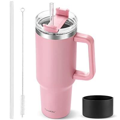 Smoothie Cup with Straw and Lid, Duslogis 24oz Iced Coffee Cup Studded Cup  Tumbler Plastic Double-Walled Travel Cup for Iced Coffee Cold Drinks Water  Slush, Pink 