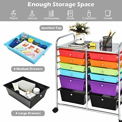 GOFLAME 15-Drawer Rolling Storage Cart, Multipurpose Movable Organizer  Cart, Utility Cart for Home, Office, School, Rainbow