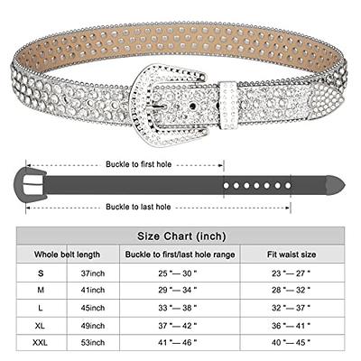 White Diamond Embossed Studded Belt 32 / White / Leather