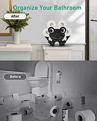 Toilet Paper Holder Stand, Black Metal Pipe Freestanding Bathroom