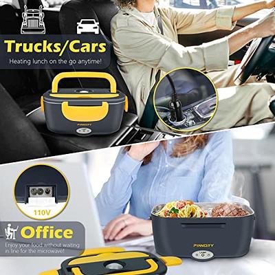  Electric Lunch Box Food Warmer, 80W Food Heater 3 in 1  12/24/110V for Car and Home, Lunch Heating Microwave for Truckers with 304  Stainless Steel Container, 1.5 L Heated Food Box