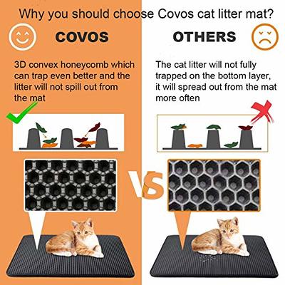 Cat Litter Mat Trapping for Litter Box, No-Toxic & Super Size, Urine &  Waterproof, Honeycomb Double Layer Anti Tracking Kitty Mats, No Phthalate,  Washable Easy Clean, Black 