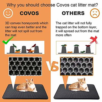 kaxionage Cat Litter Mat, 15 X 24 Litter Box Mat,Honeycomb Double Layer  Trapping Litter Mat Design,Waterproof Urine Proof Kitty Litter Mat,Easy