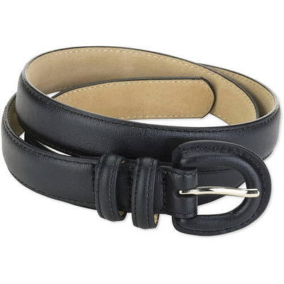 Madewell Pebbled Leather Covered Buckle Belt in True Black - Size L