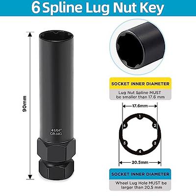 GIREORAN 2 Piece 6 Spline & 7 Spline Lug Nut Key, Spline Lug Nut