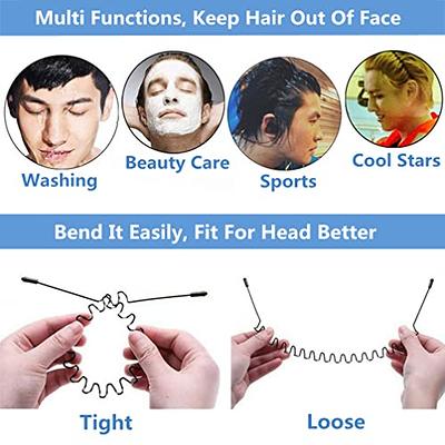 3 Pack Metal Hair Band for Men Headband Women Hair Bands Men Unisex Black  Wavy Spring Outdoor Sports Headbands for Men's Hair Band Hoop Clips Women