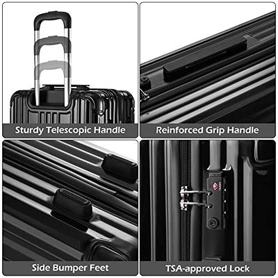  Coolife Luggage Suitcase PC+ABS with TSA Lock Spinner Carry on  Hardshell Lightweight 20in 24in 28in (grey, S(20in))