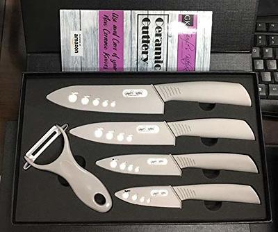 Ceramic Knife Set of 5,Sharp Ceramic Knife with Sheath,Steak Knife,Black  Kitchen Knives With Anti-Slip handle,Includes 6Chef Knife,5Utility