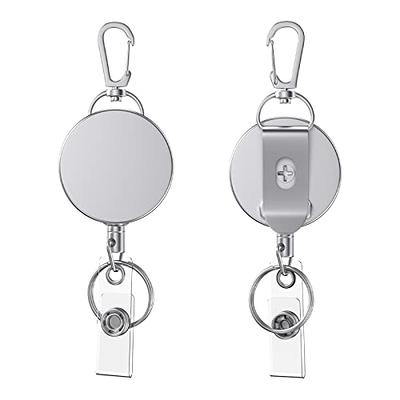 WWW (2 Pack) Heavy Duty Metal Retractable Badge Holders Reel with  [Carabiner] [Belt Clip Key Ring ] and [2pcs Plastic ID Card Holders] 25  inches Reinforced Wire Cord,Round and Square - Yahoo Shopping