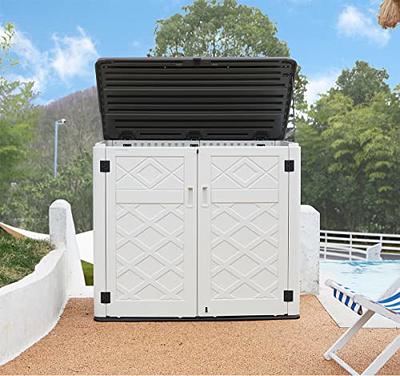 Mrosaa Resin Outdoor Storage Shed, 38 cu.ft Outdoor Storage Box Waterproof  for Garden Tools, Patio Furniture, Trash Cans, Garage Storage and Pool  Toys, Customized Shelves & Lockable (Off White) - Yahoo Shopping