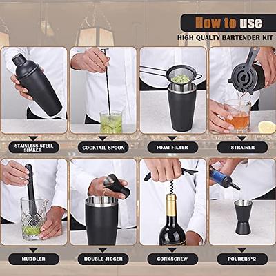 OBALY Bartender Kit 11-Piece Cocktail Shaker-Muddler for Cocktails 25oz  Boston Shaker-Bar Accessories with Stylish Bamboo Stand Mix Drink Shaker  kit