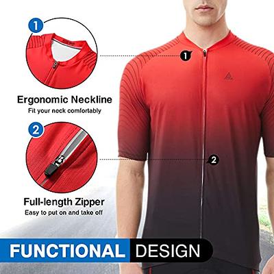 sponeed Men's Cycling Jerseys Tops Biking Shirts Short Sleeve Bike Clothing Full Zipper Bicycle Jacket with Pockets