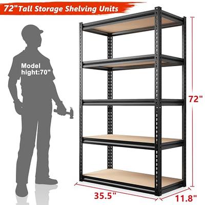 Raybee 72 Metal Shelving Units, 2000 Lbs Commercial Garage Shelving, –  Reibii