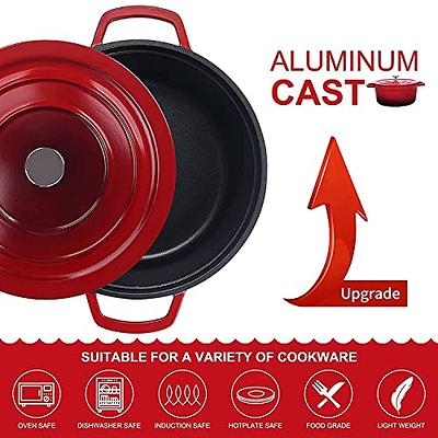 swiflon Dutch Oven Pot with Lid 6.8-QT Cast Aluminum Nonstick Casserole,  Lightweight Cookware Braiser Pot Suitable for Meats, Soups, Bread Baking in  Oven, Red - Yahoo Shopping