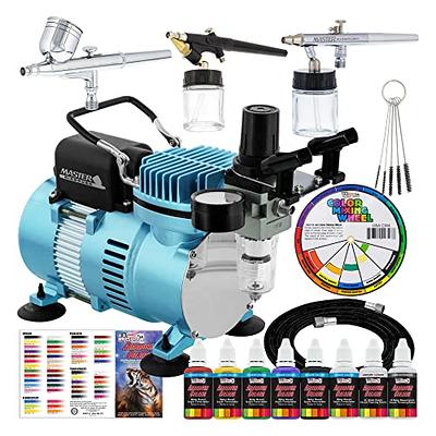 Master Airbrush Professional Cool Runner II Dual Fan Air Compressor  Airbrushing System Kit with 6 Primary Opaque Colors Acrylic Paint Artist  Set, 3 Airbrushes, Gravity and Siphon Feed - How to Guide - Yahoo Shopping