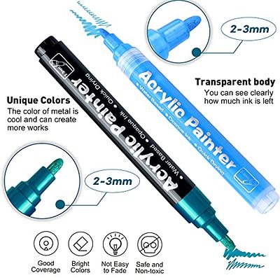 FUMILE Paint Pens Paint Markers, 60 Colors Acrylic Paint Marker Pen Set  include Metallic Color (12