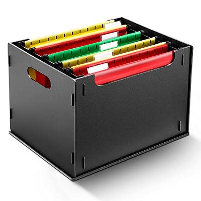 Storex 61511U01C Clear Plastic Portable Letter / Legal File Storage Box  with Organizer Lid - 14 1/2 x 10 1/2 x 12