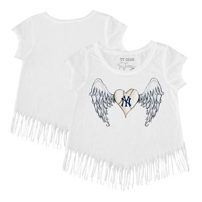 New York Yankees Tiny Turnip Girls Toddler Sugar Skull Fringe T-Shirt - Navy