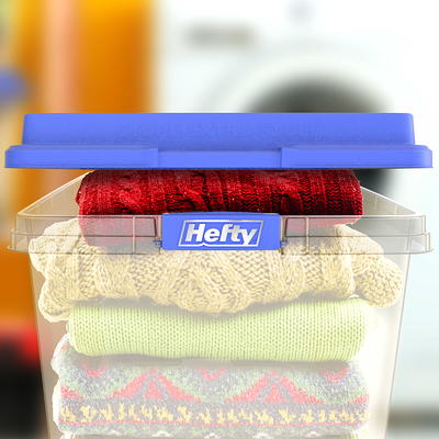 Hefty 72 Qt. Clear Storage Bin with Blue HI-RISE Lid - Yahoo Shopping