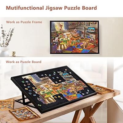 YISHAN Heavy Duty Wooden Jigsaw Puzzle Board Table for 1500 Pieces with  Drawers and Cover, Adjustable Puzzle Easel with Handle, Portable Tilting