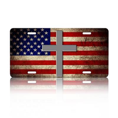  USA Fishing Flag License Plate Cover Aluminum Car Decorative  Front License Plate Covers Novelty Vanity Tag Rust-Proof License Plate  Protector 6x12 Inch : Automotive