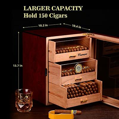  Cigar Humidor, Wood Cigar Humidor, Cabinet Portable Cigar Case, Luxury  Cigar Humidor Cabinet with Accurate Digital Hygrometer and Humidifier,  Spanish Cedar Lined Cigar Box, Can Hold 100 Cigars : Health 