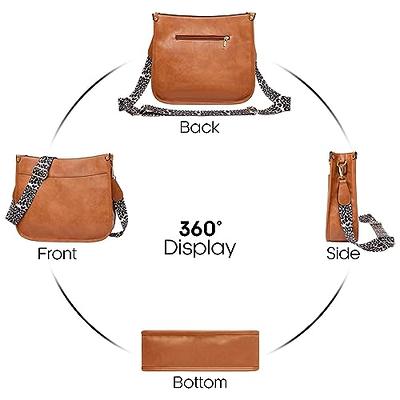 HKCLUF Crossbody Bags for Women Trendy Vegan Leather Hobo Handbags with 2pcs Adjustable Guitar Strap Shoulder Bucket Bags