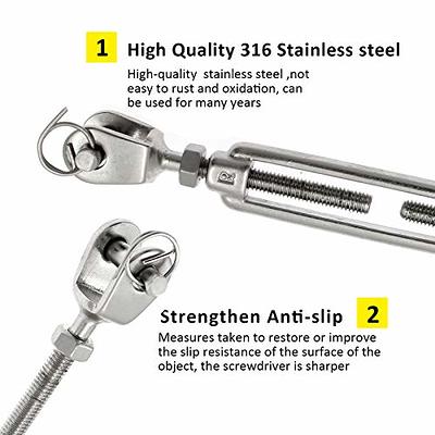 Augiimor 2PCS 316 Stainless Steel Jaw and Jaw Turnbuckle, 6mm
