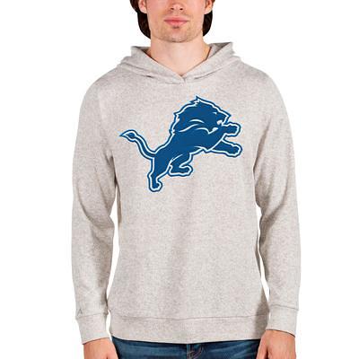 Women's Antigua White Detroit Lions Victory Logo Pullover Sweatshirt