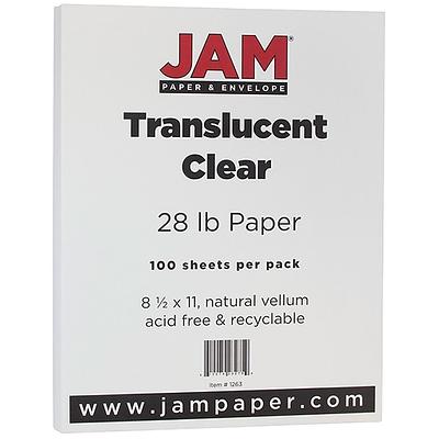 JAM Paper 8.5 x 11 Translucent Clear Vellum Paper, 28 lbs., 70