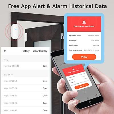 WiFi Door Window Sensor Detector: Wireless Security Alarm Door Sensor, Tuya  Door Open Contact Sensor, Compatible with Alexa,Google Home,Siri, Smart