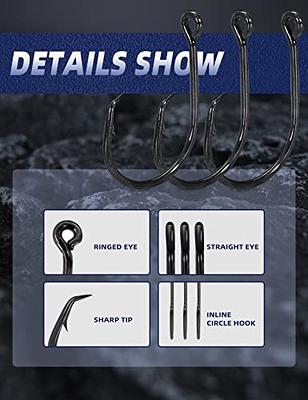 Circle Hooks Saltwater Fishing Hooks in-line Circle Hooks Set Straight Eye  High Carbon Steel Octopus Hook for Saltwater Freshwater