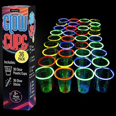 NEON GLOW PARTY CUPS 16 oz Multi Color Light Up Cups Blacklight Party Glow  Stick