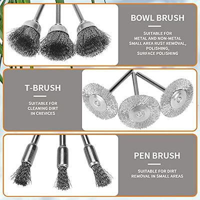 Small Wire Brush Set, Wire Brushes for Cleaning Rust Removal, 3 Brush Types  Stainless Steel Brush for Cleaning, Brass Metal Brush, and Nylon Brushes.