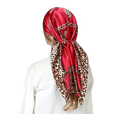 Head Scarf for Women - Satin Large Hair Scarves Bandanas - Square Silk Hair  Wrap for Sleeping with - White