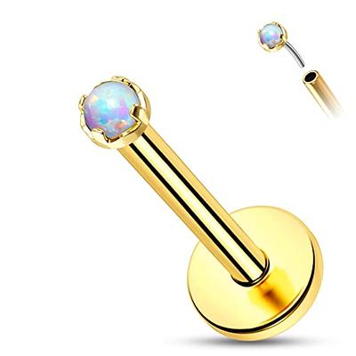 COCHARM 14K Solid Gold Cartilage Earring Stud 16g Yellow Gold Flat Back  Helix Stud 14K Gold Push in Tragus Earring Stud Threadless Labret Stud  Labret