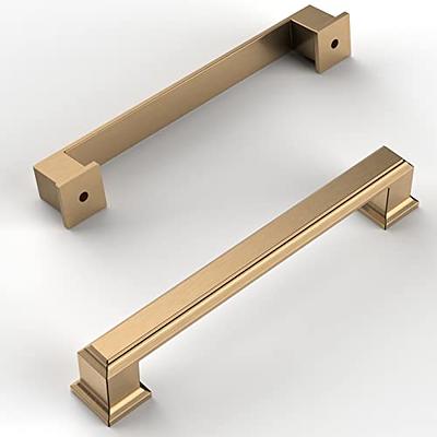 Amerdeco 10 Pack Brushed Brass Cabinet Pulls 5 Inch(128mm) Hole