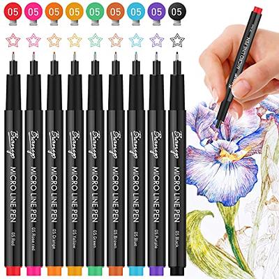 HysmmxHer 0.5mm Journal Colouring Pens, Assorted Rainbow Colors Pens Set of  9 for Adults Journal Coloring Calligraphy,Made for Everyday Writing