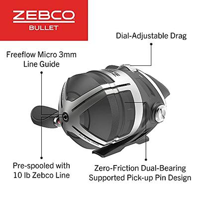 Zebco Bullet Spincast Fishing Reel, Size 30 Reel, Fast 29.6 Inches Per  Turn, GripEm All-Weather Handle Knobs, Pre-Spooled with 10-Pound Zebco  Fishing Line, Black - Yahoo Shopping