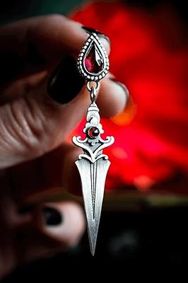 Sword Drop Earrings for Women Silver Dagger Cross Earring Ruby Stud Tassel  Pendant Earring Punk Gothic Knife Spike Earrings Vintage Prom Jewelry Gift  (Silver) - Yahoo Shopping