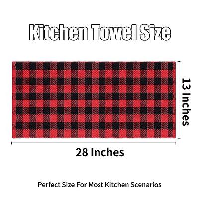 Homaxy 100% Cotton Terry Kitchen Towels(Black, 13 x 28 inches), Checkered  Designed, Soft and Super Absorbent Dish Towels, 4 Pack