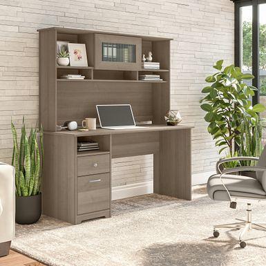 Cabot L Shaped Computer Desk with Storage in Espresso Oak