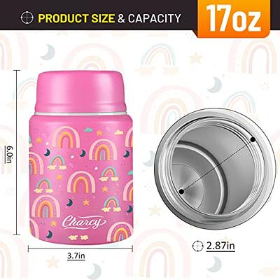 Charcy 17 Ounce Kids Thermos for Hot Food - Soup Thermos with Folding Spoon  - Insulated Food Jar for Hot & Cold Food - Pink Rainbow - Yahoo Shopping