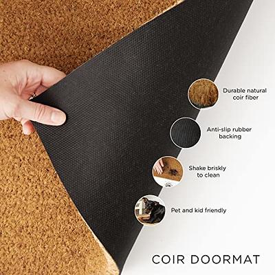 A1hc Natural Coir & Rubber Door Mat 18x30 Inches Thick Durable Doormats for Entrance Heavy Duty, Thin Profile Front Door Mat, Long Lasting Front Door