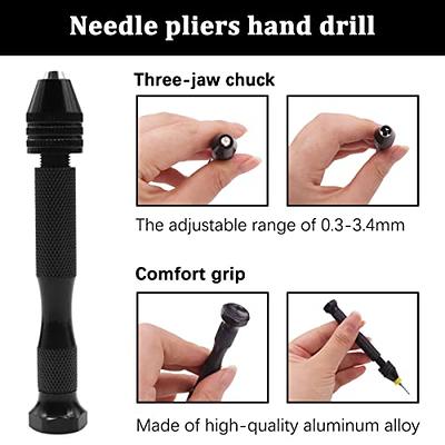 Small Hand Drill Manual Drill Chuck 0.3-3.5mm Drill with 10 Drill Bits 