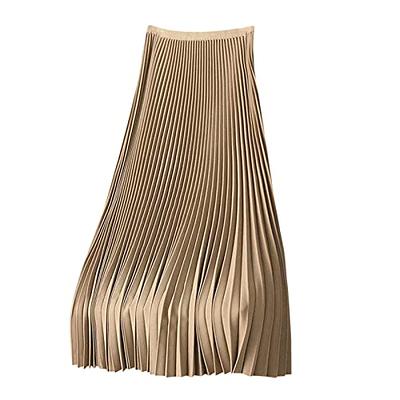 Solid Color Layered Mesh Skirts for Women Stretchy High Waist Pleated Midi  Skirt Winter Flowy Casual A-Line Skirts