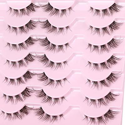 False Eyelashes 14mm Faux 3D Mink Lashes Natural Look Fluffy Cat Eye Wispy  Lashes Pack by Kiromiro, 14 Pairs