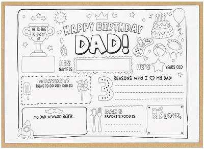 CJ&M Happy Birthday Dad Coloring Page, All About Dad Fill In Template, Father's  Birthday Activity