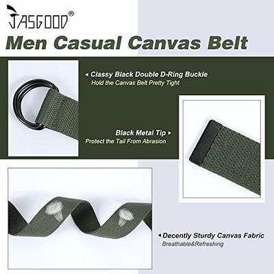 JASGOOD Set of 2 Mens Canvas Belt with Double D-ring 1 1/2 Wide